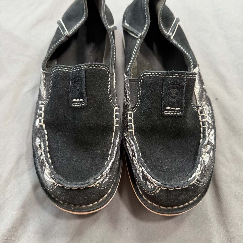 Ariat Women's 10021753 Black Suede Lace Slip-On Loafers Size 9.5B